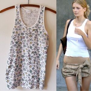 Vintage 90’s ribbed geometric tank top‎ size M